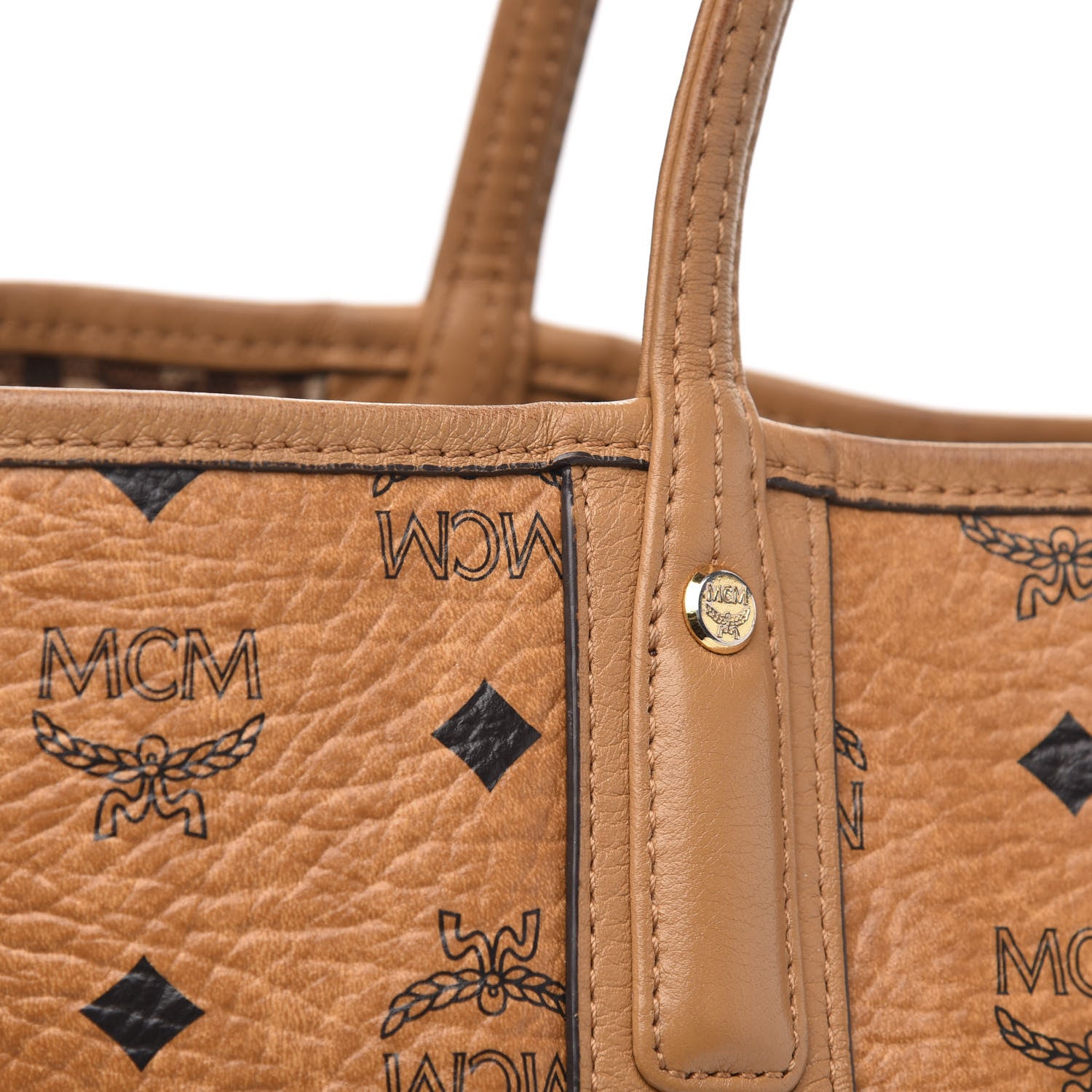 MCM Visetos Medium Liz Reversible Shopper Tote Cognac 15 of 21