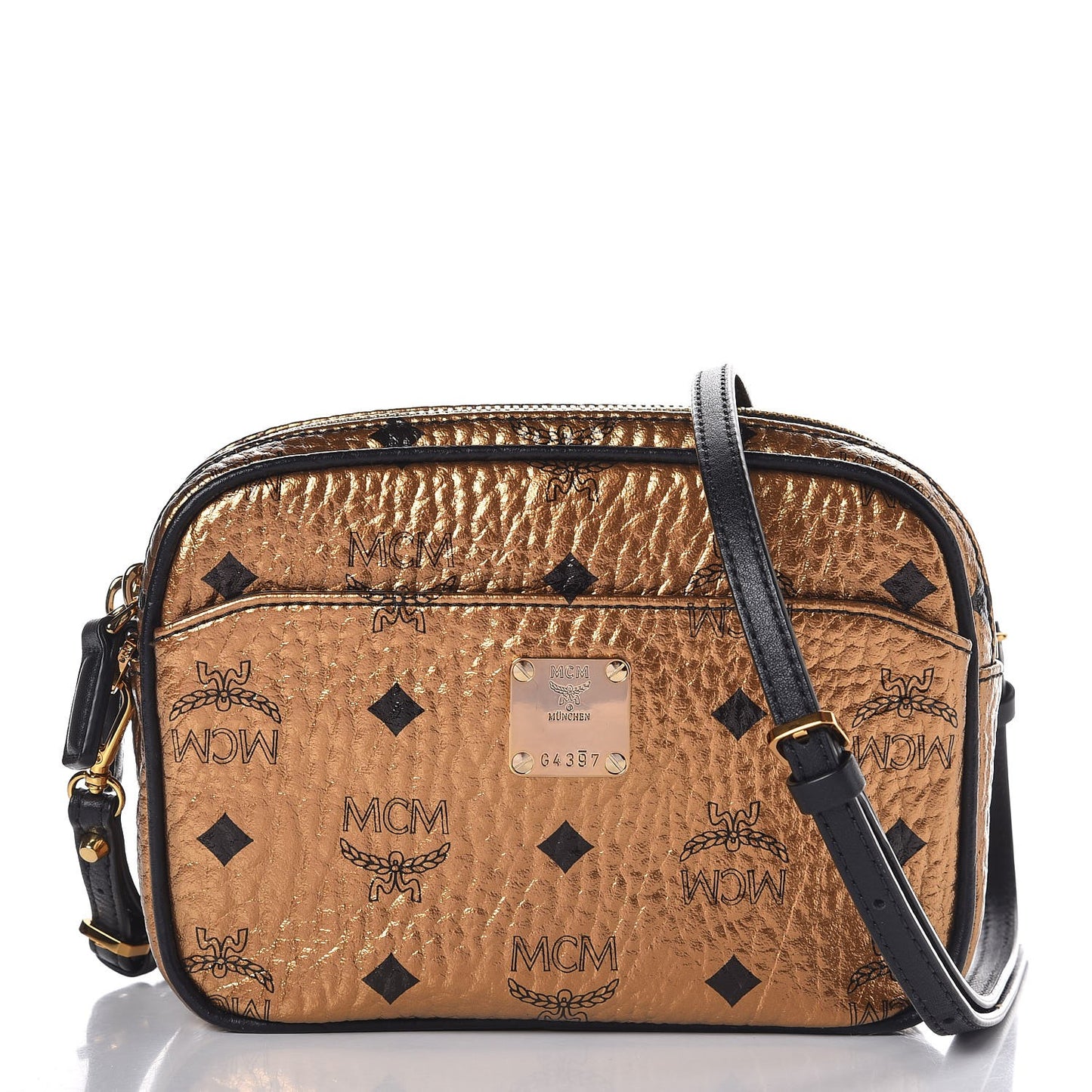 Metallic Visetos Camera Crossbody Bag Gold