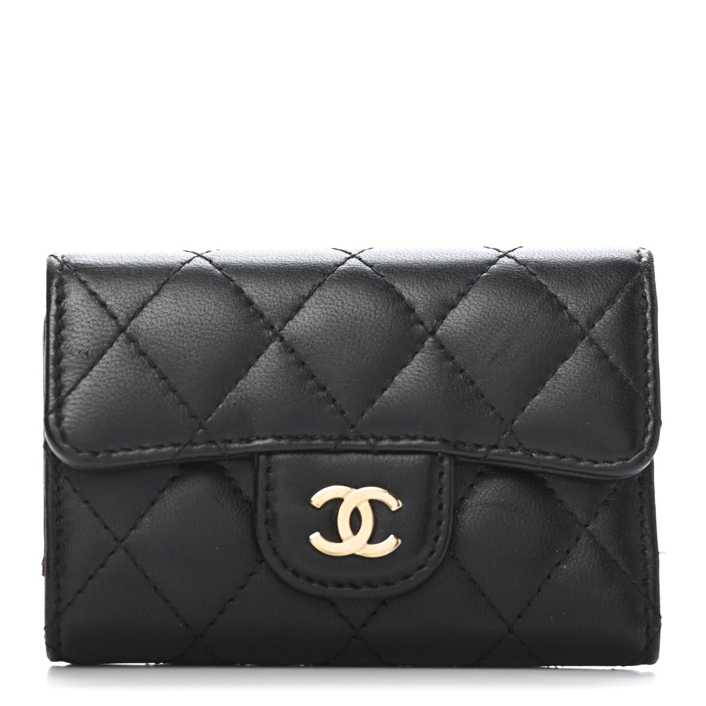 Lambskin Quilted 4 Key Holder Black
