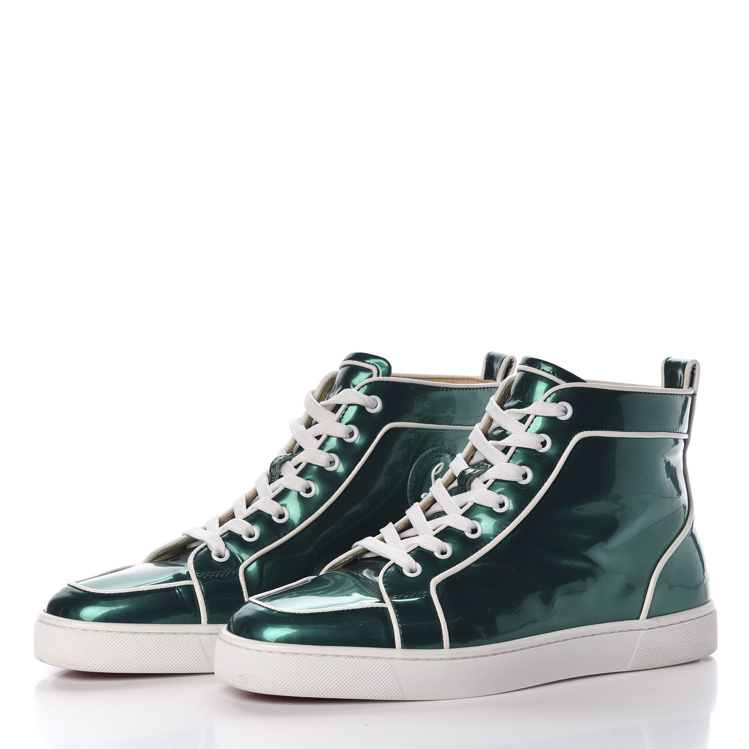 Christian Louboutin Glossy Patent Nappa Mens Rantus Orlato Flat Sneakers 41.5 Green Latte 2 of 8