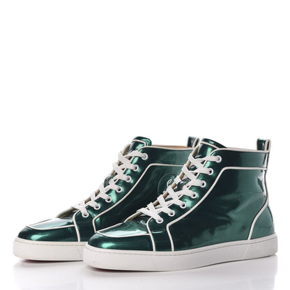 Christian Louboutin Glossy Patent Nappa Mens Rantus Orlato Flat Sneakers 41.5 Green Latte 2 of 8
