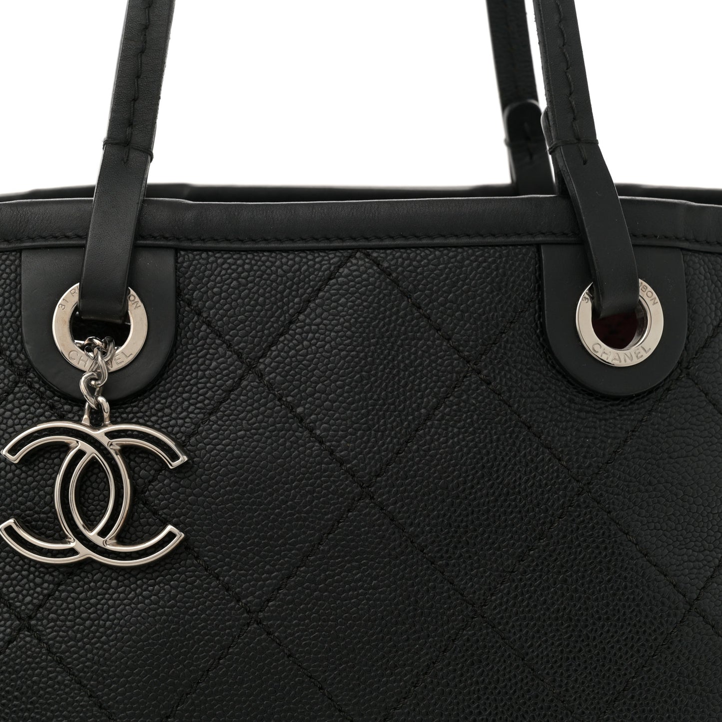 Grained Calfskin Shopping Fever Tote Black