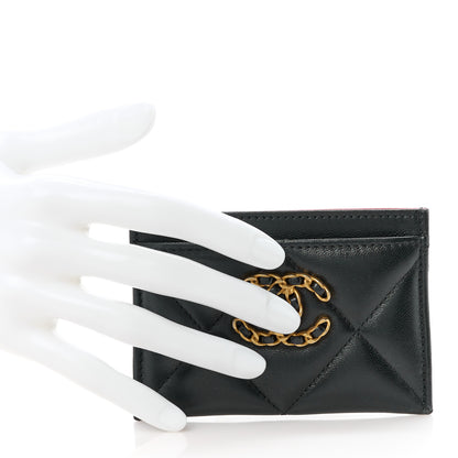 Chanel Lambskin Quilted Chanel 19 Card Holder Black 2 of 11