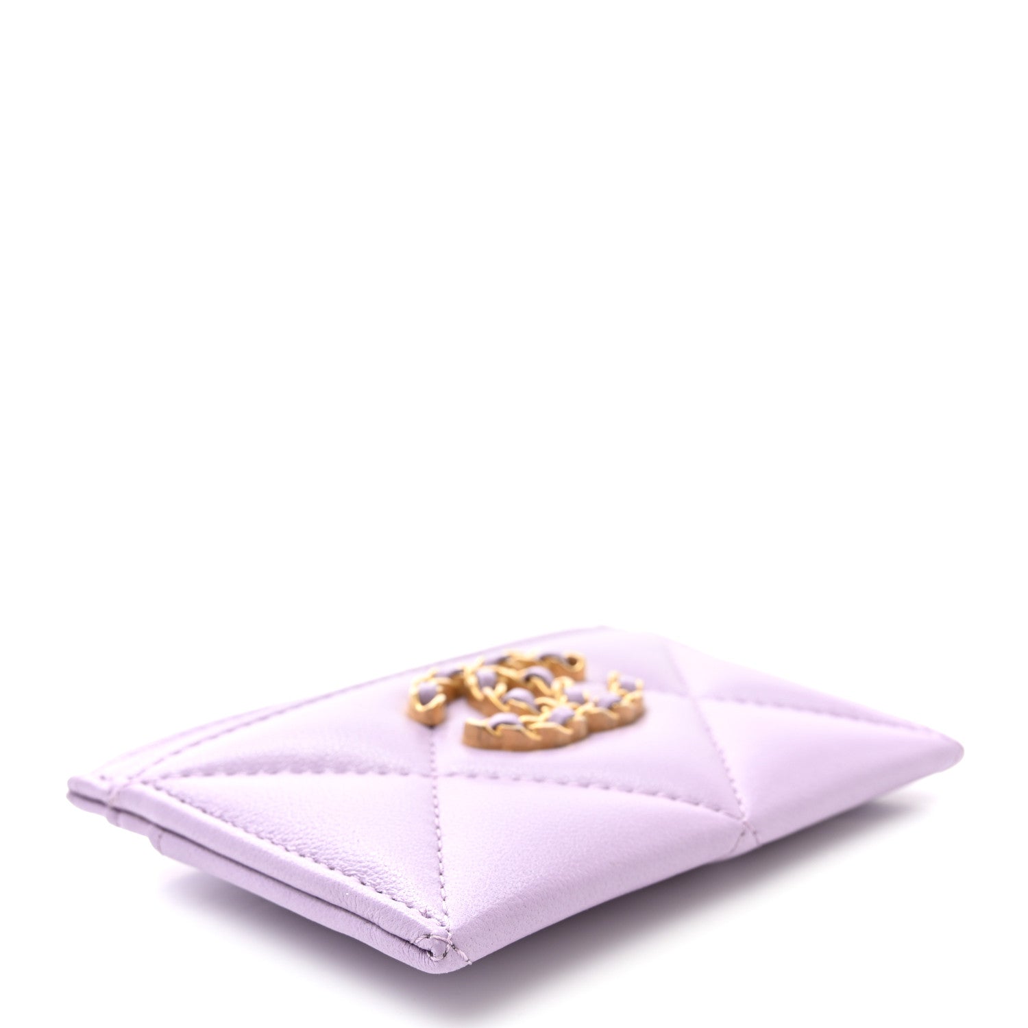 Chanel Lambskin Quilted Chanel 19 Card Holder Light Purple 4 of 9