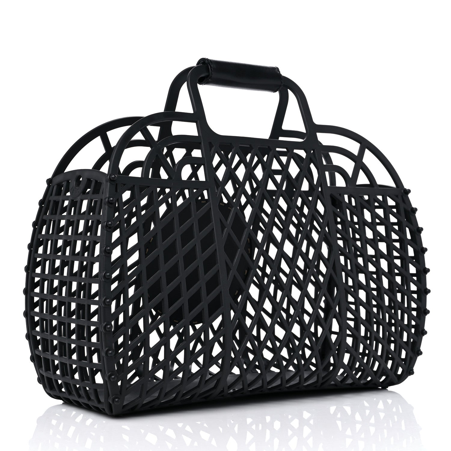 Fendi Recycled Plastic Vitello Liberty Matte Medium Fendi Basket Black Miele Scuro 3 of 12