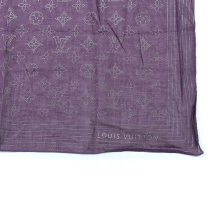 Louis Vuitton Cotton Monogram Square Scarf Purple 2 of 3