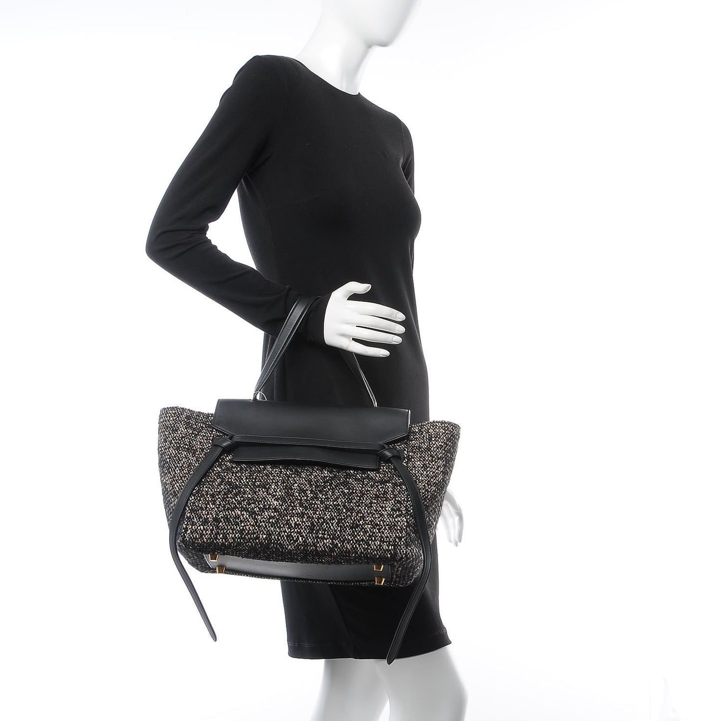 Tweed Calfskin Small Belt Bag Black