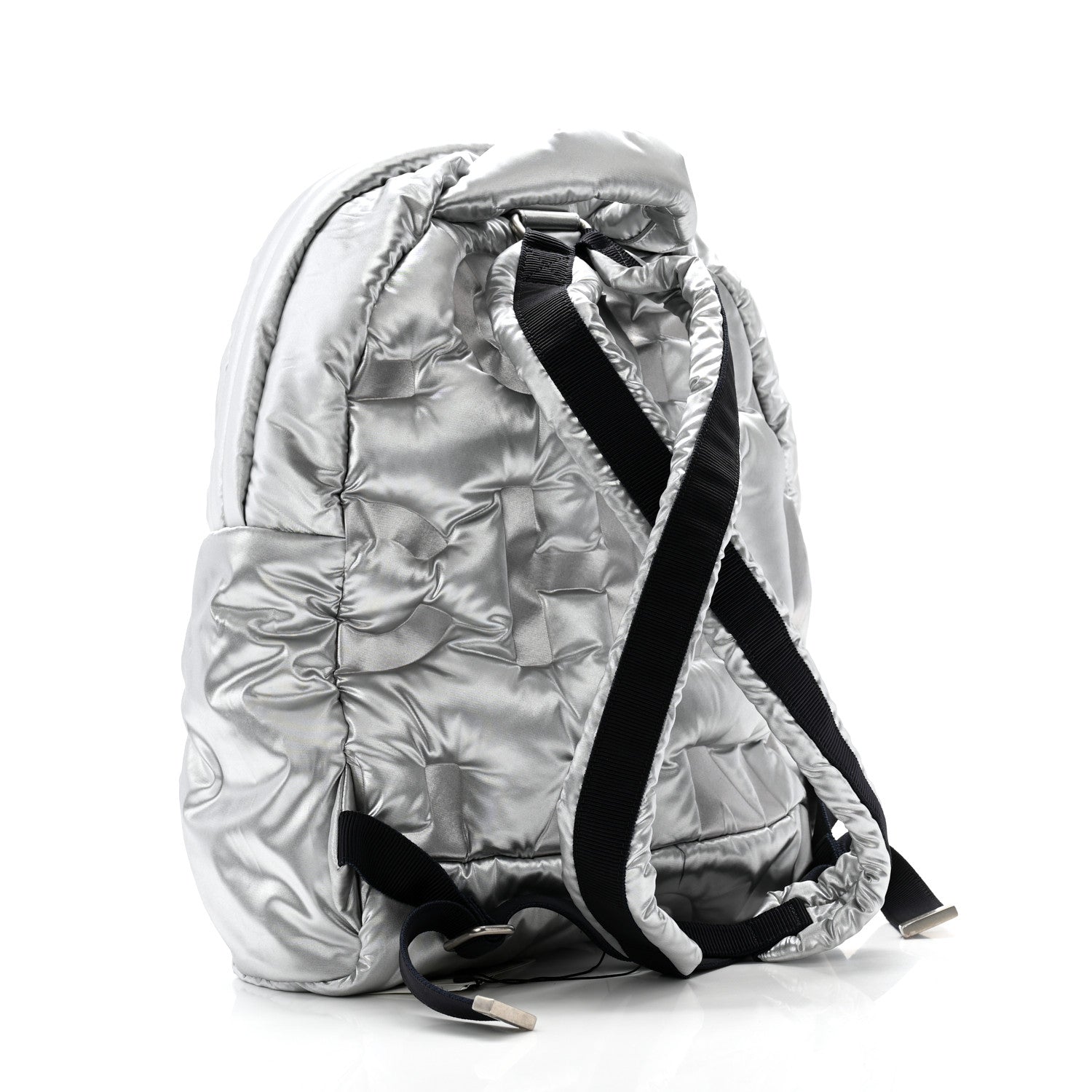 Chanel Nylon Embossed Small Doudoune Backpack Silver 3 of 10