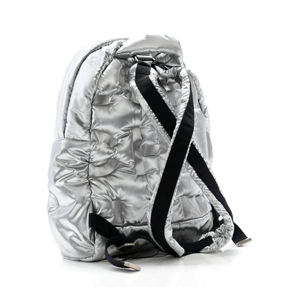 Chanel Nylon Embossed Small Doudoune Backpack Silver 3 of 10