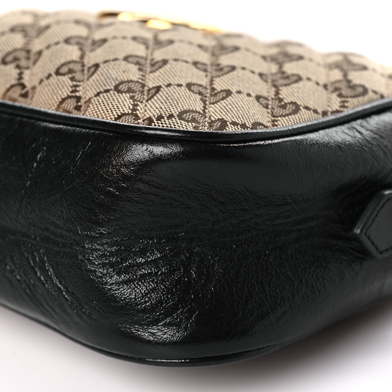 Gucci Monogram Matelasse Diagonal Small GG Marmont Chain Shoulder Bag Beige Black 10 of 12