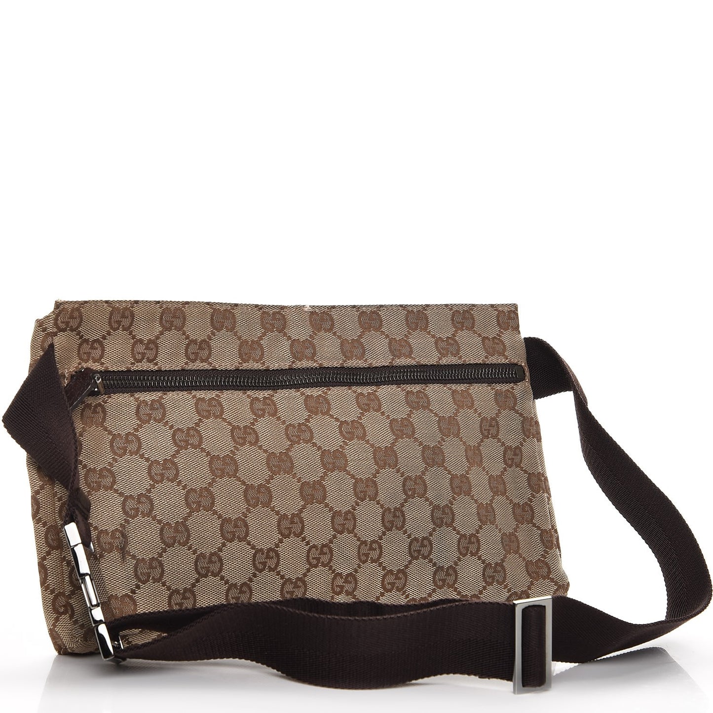 GG Monogram Double Pocket Belt Bag Dark Brown