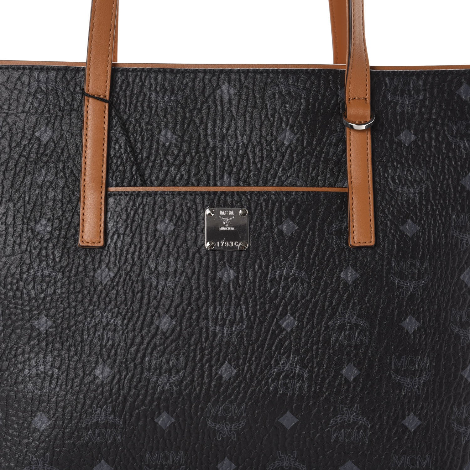 MCM Visetos Medium Anya Shopper Tote Black 9 of 9