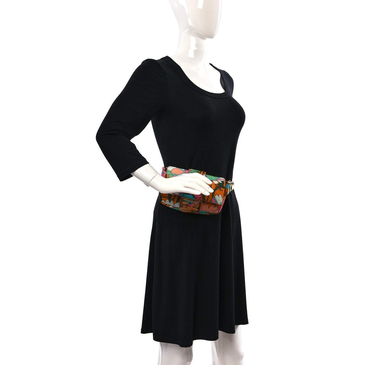Nylon Vitello Century Opaco All Over Floral Belt Baguette Aranciata Burnt Orange