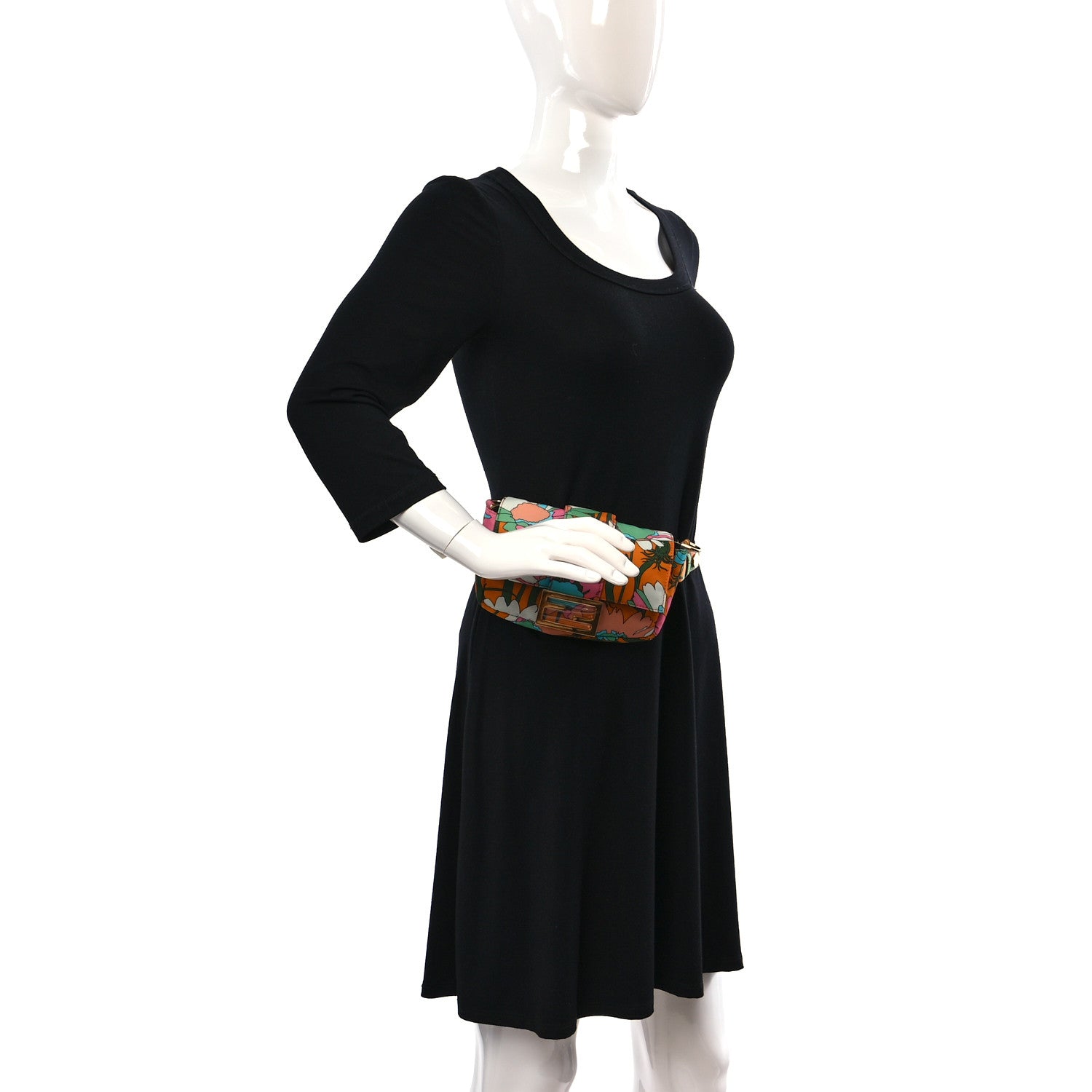 Fendi Nylon Vitello Century Opaco All Over Floral Belt Baguette Aranciata Burnt Orange 3 of 9