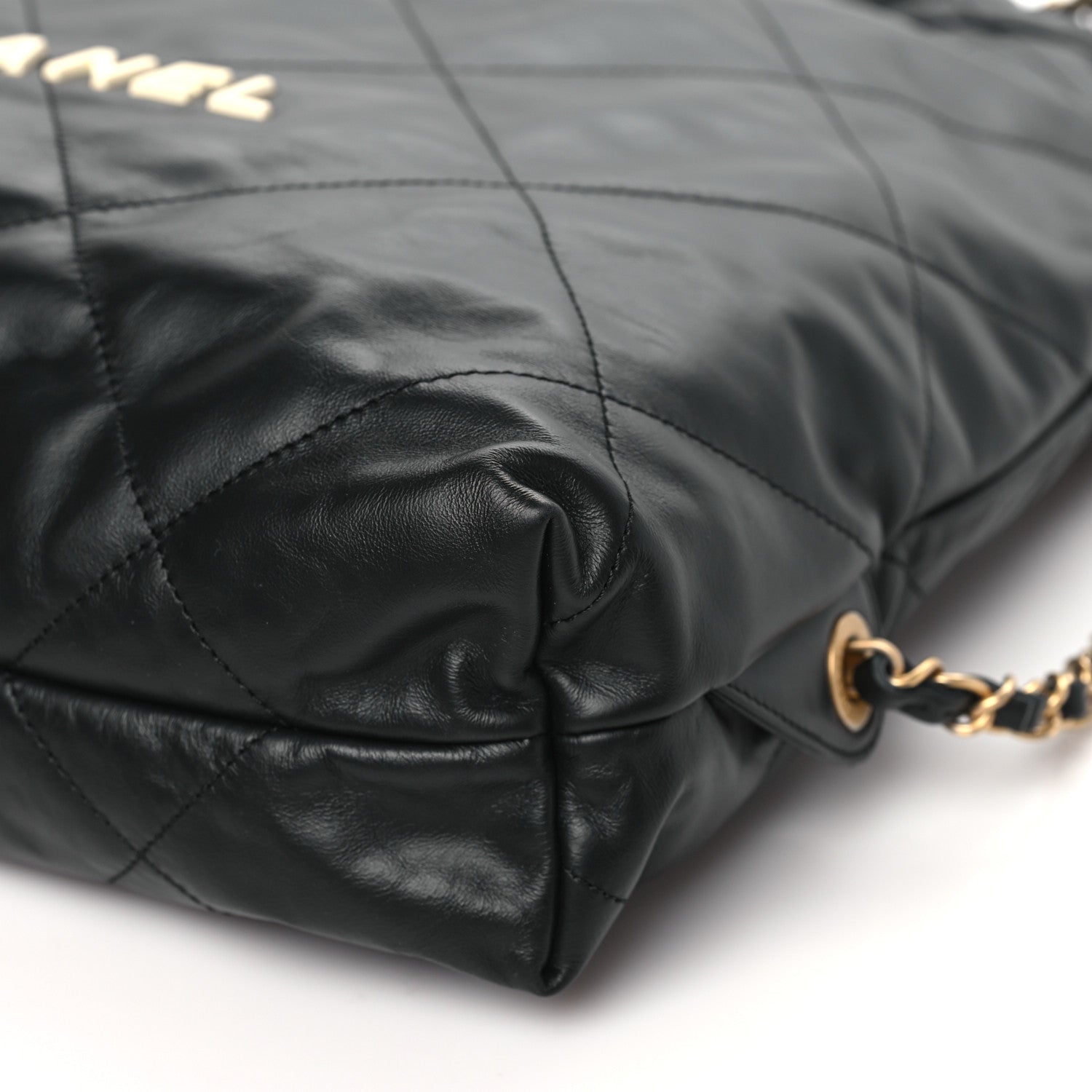 Chanel Shiny Calfskin Quilted Chanel 22 Backpack Black 10 of 10