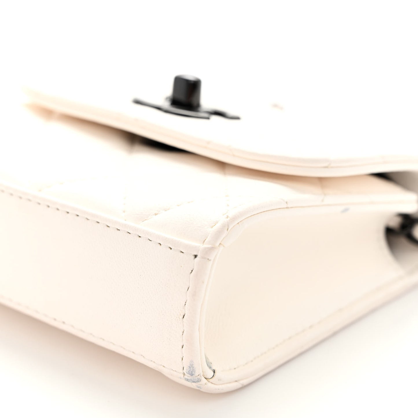 Lambskin Quilted Mini Trendy CC Clutch With Chain White
