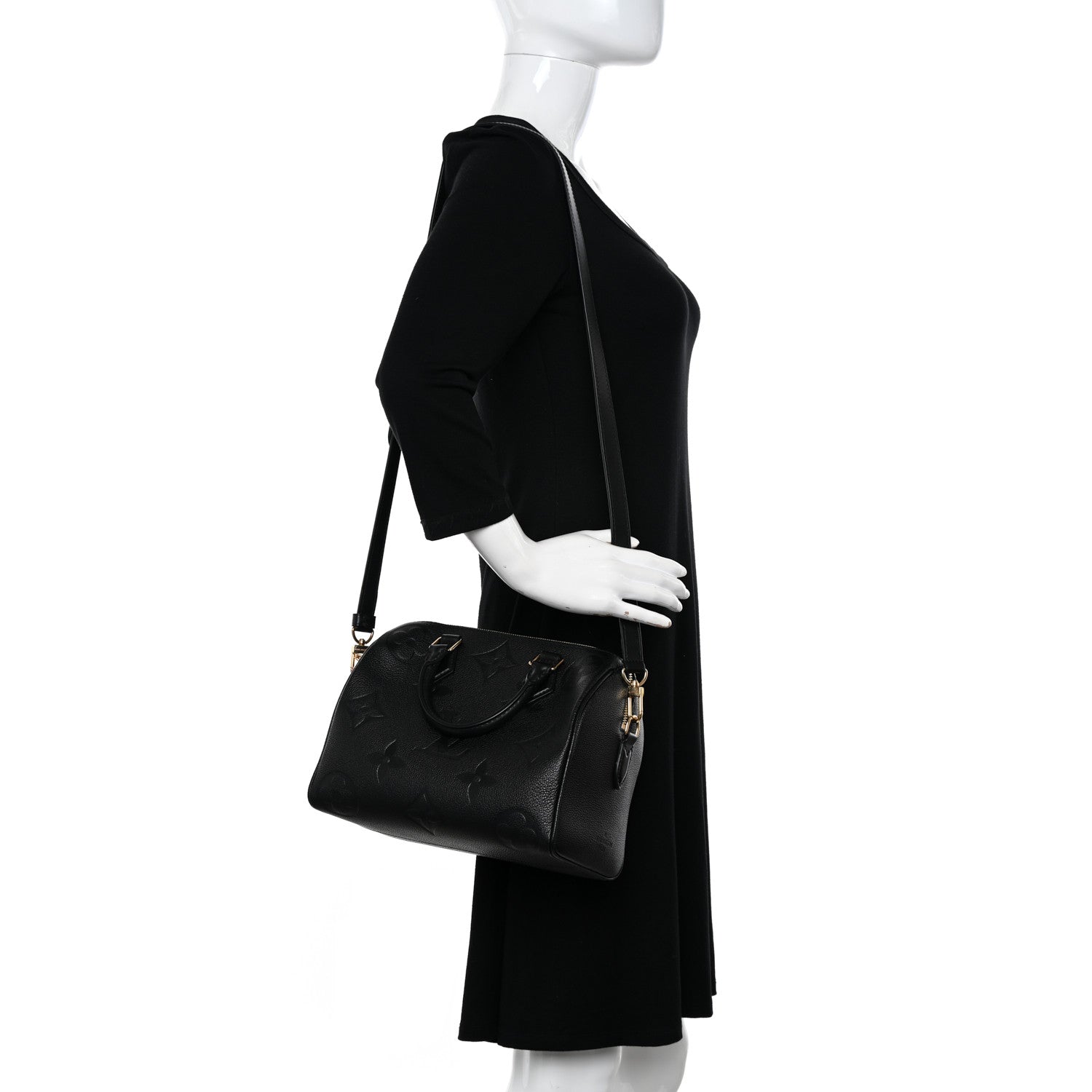 Louis Vuitton Empreinte Monogram Giant Speedy Bandouliere 25 Black 2 of 10