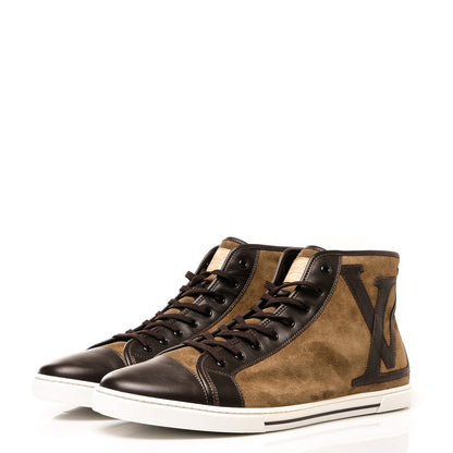 Louis Vuitton Suede Punchy High Top Sneaker Boots Olive 3 of 8
