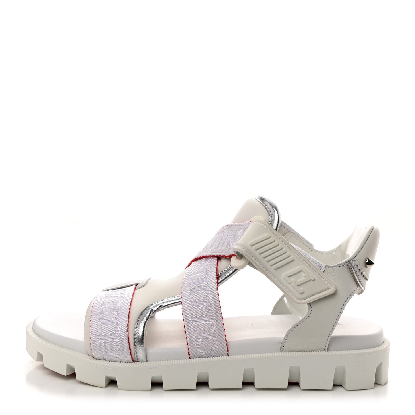 Calfskin Velcrissimo Flat Sandals 37 Blanco Silver