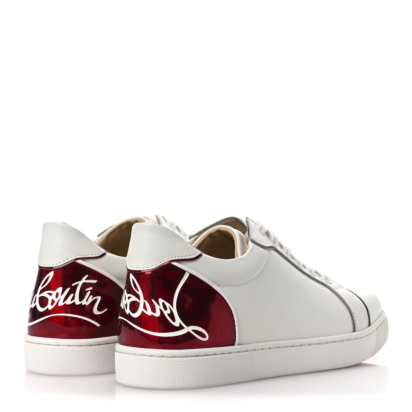 Patent Calfskin Womens Fun Vieira Flat Sneakers 40 White Loubi