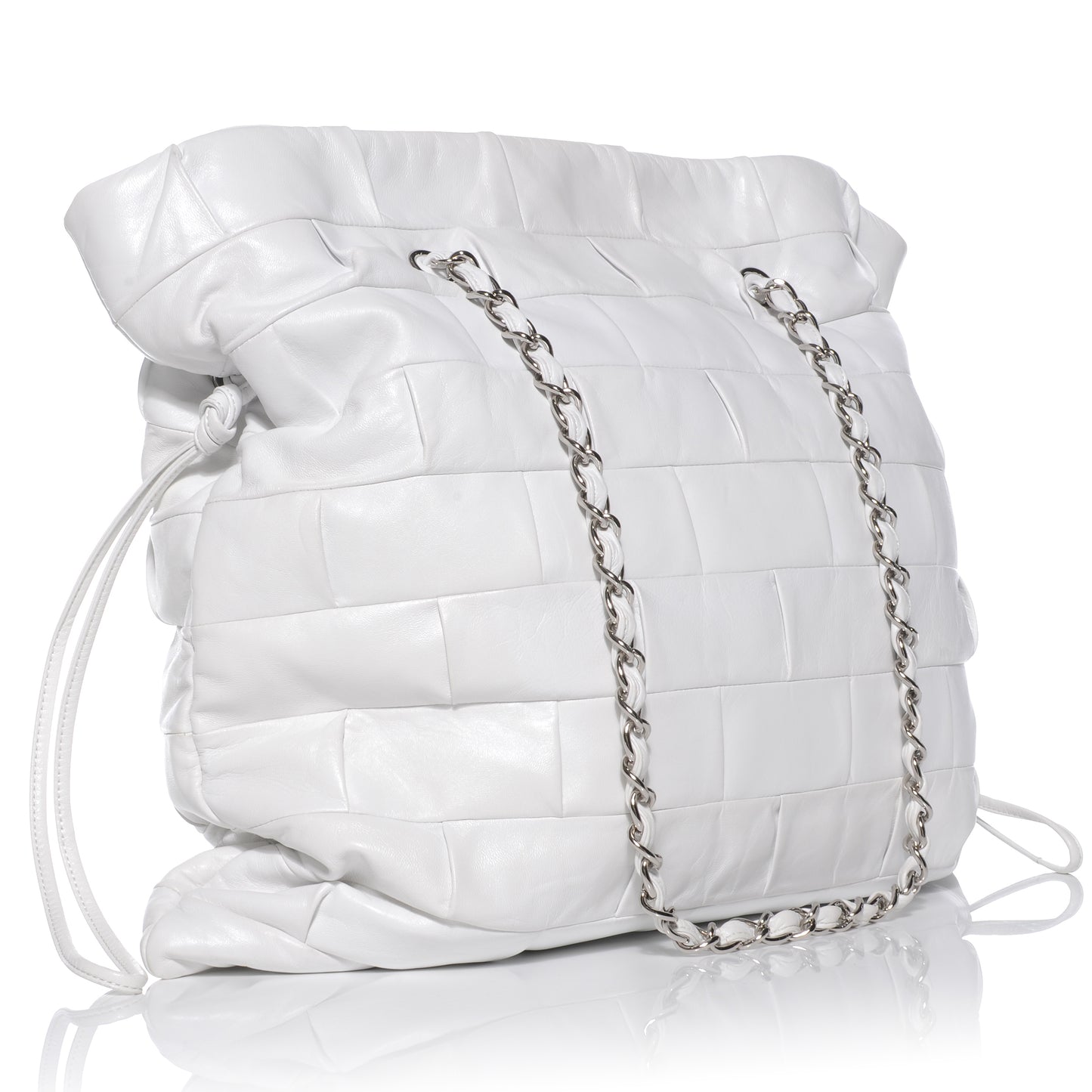 Lambskin Igloo Drawstring Tote White