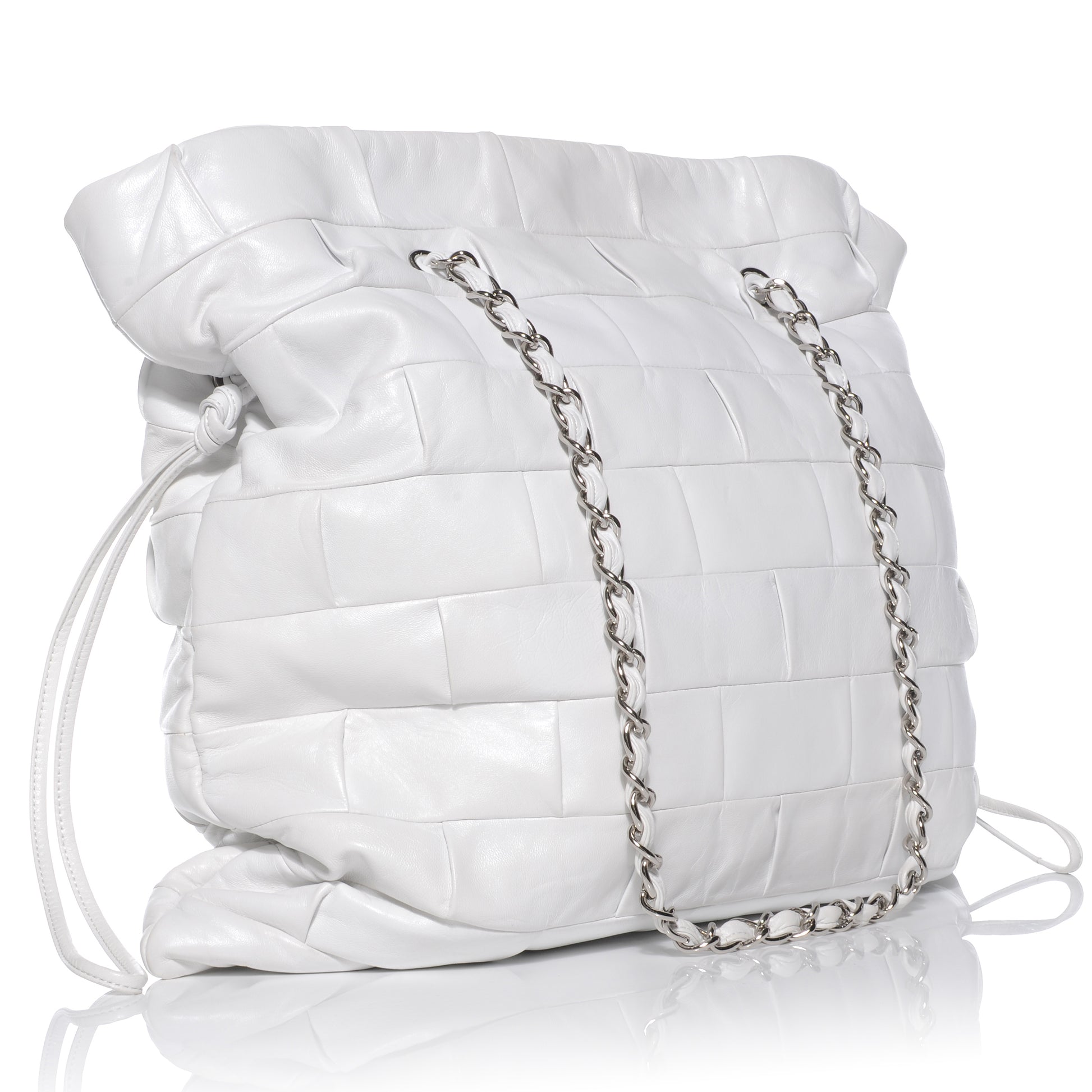Chanel Lambskin Igloo Drawstring Tote White 3 of 8
