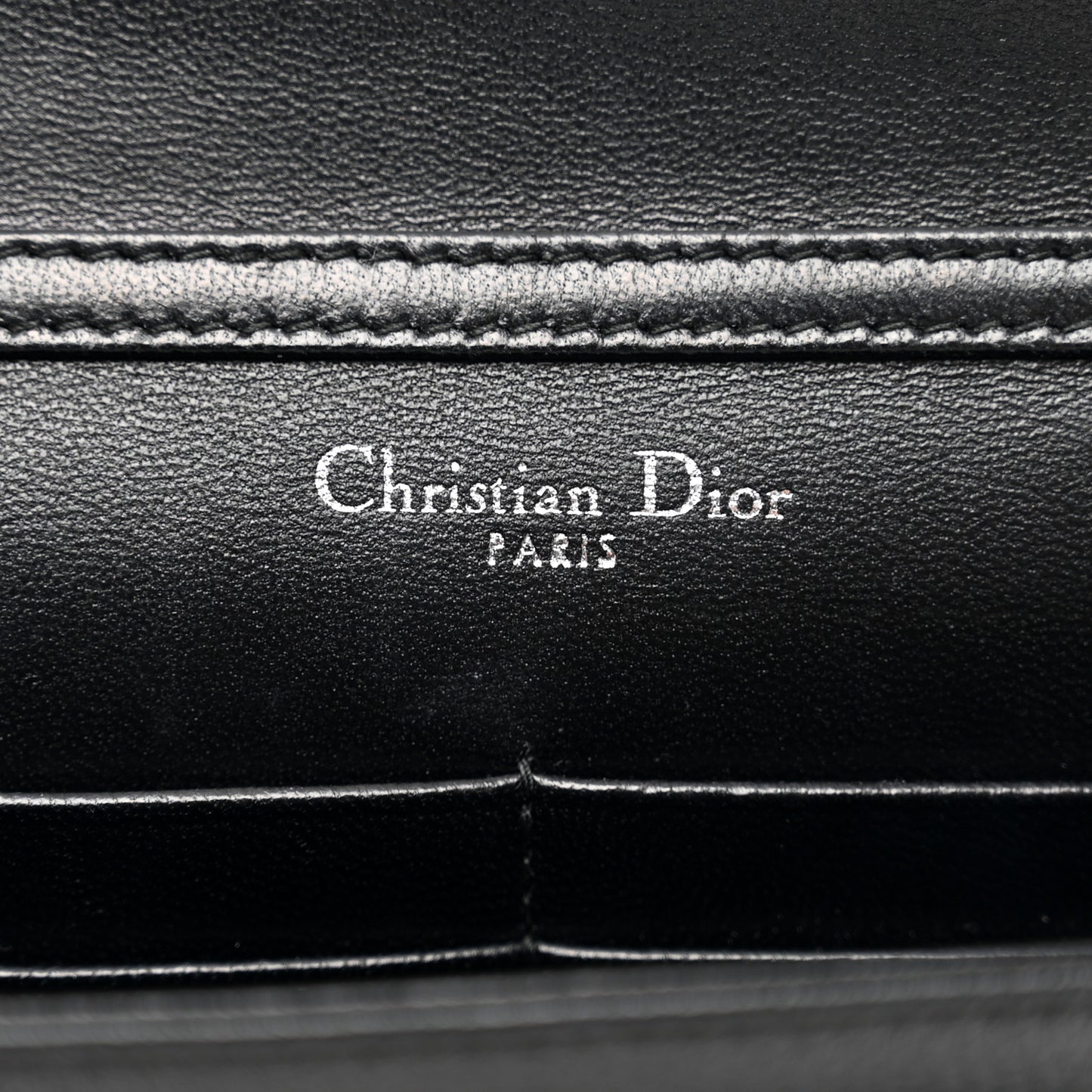 Grained Calfskin Diorama Wallet on Chain Pouch Black