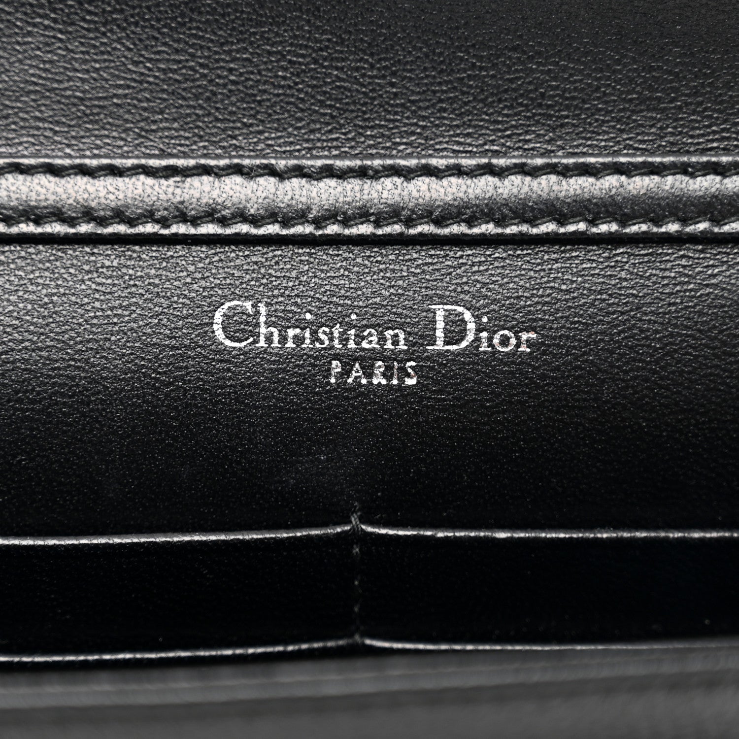 Christian Dior Grained Calfskin Diorama Wallet on Chain Pouch Black 8 of 10