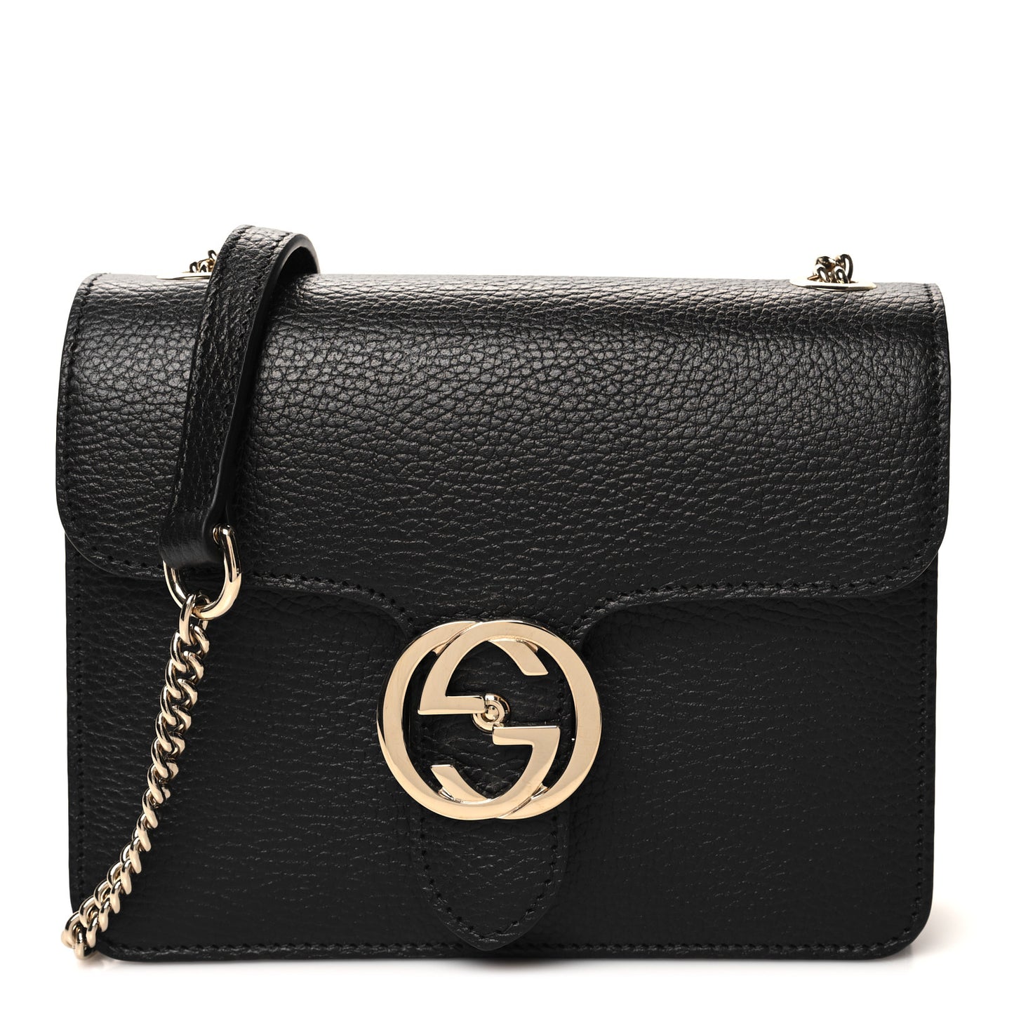 Dollar Calfskin Small Interlocking G Shoulder Bag Black