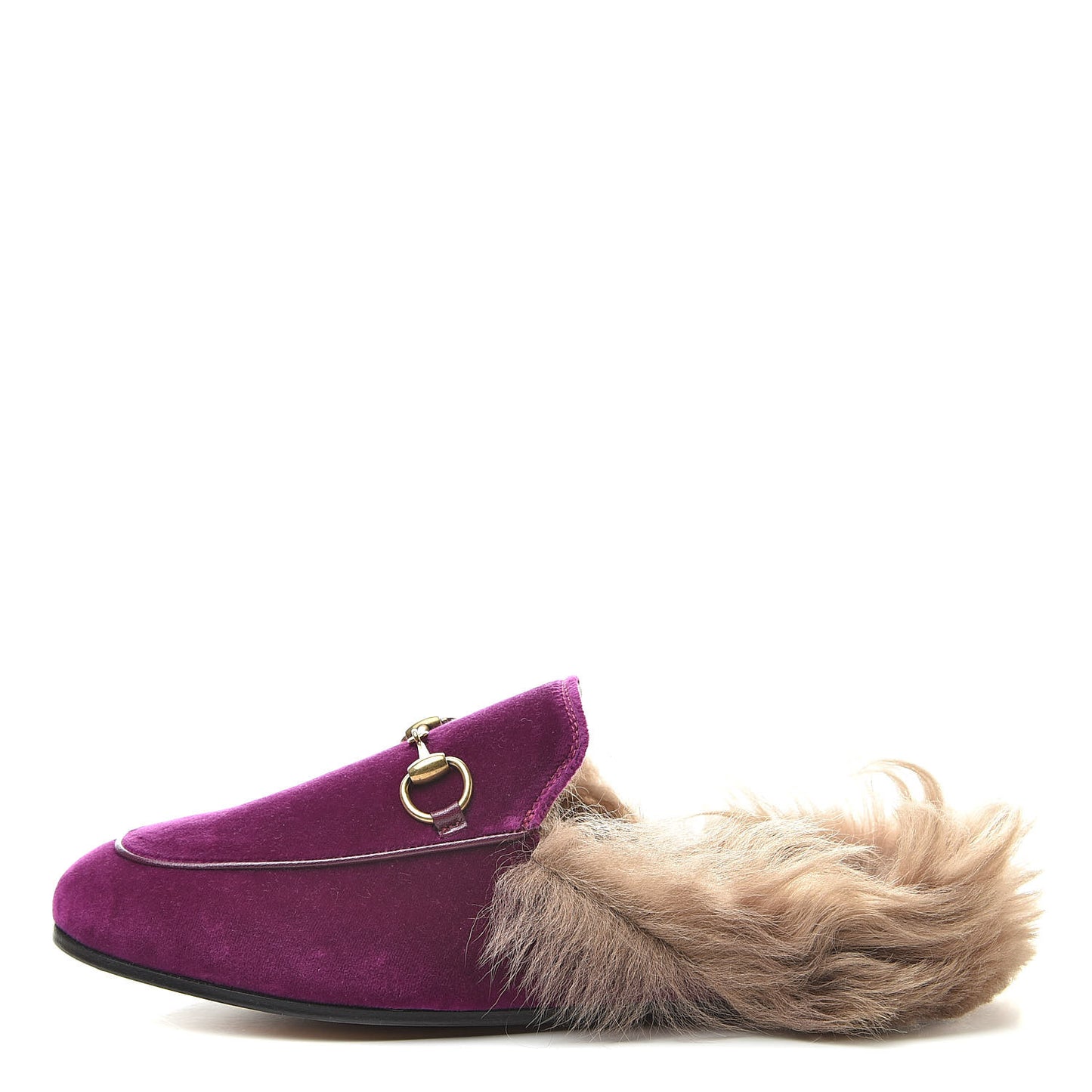 Velvet Fur Womens Princetown Slippers 35 Fucsia Violet Cyclamen Natural