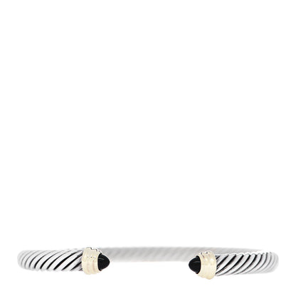 David Yurman Sterling Silver 14K Yellow Gold Black Onyx 5mm Cable Classics Petite Color Bracelet 1 of 3