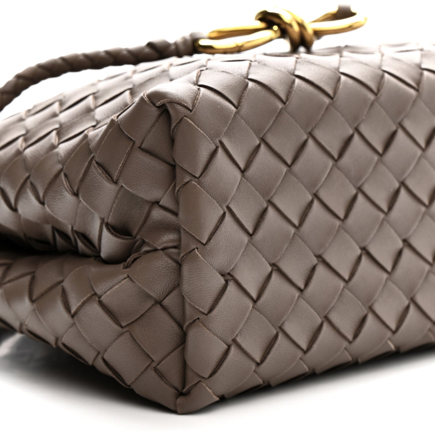 Nappa Intrecciato Small Andiamo Shoulder Bag Taupe Grey