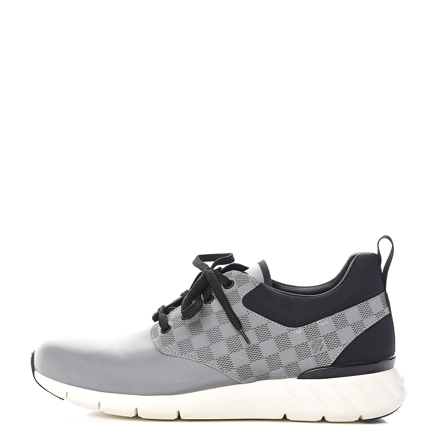 Louis Vuitton Nylon Suede Damier Fastlane Low Sneakers 7.5 Grey Black 1 of 9