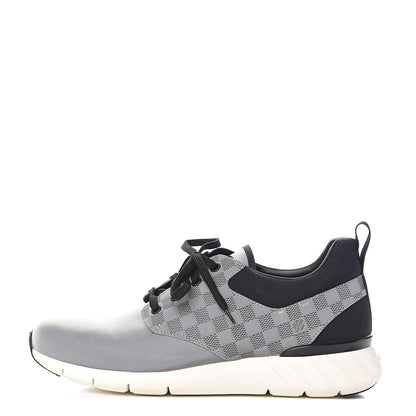 Louis Vuitton Nylon Suede Damier Fastlane Low Sneakers 7.5 Grey Black 1 of 9