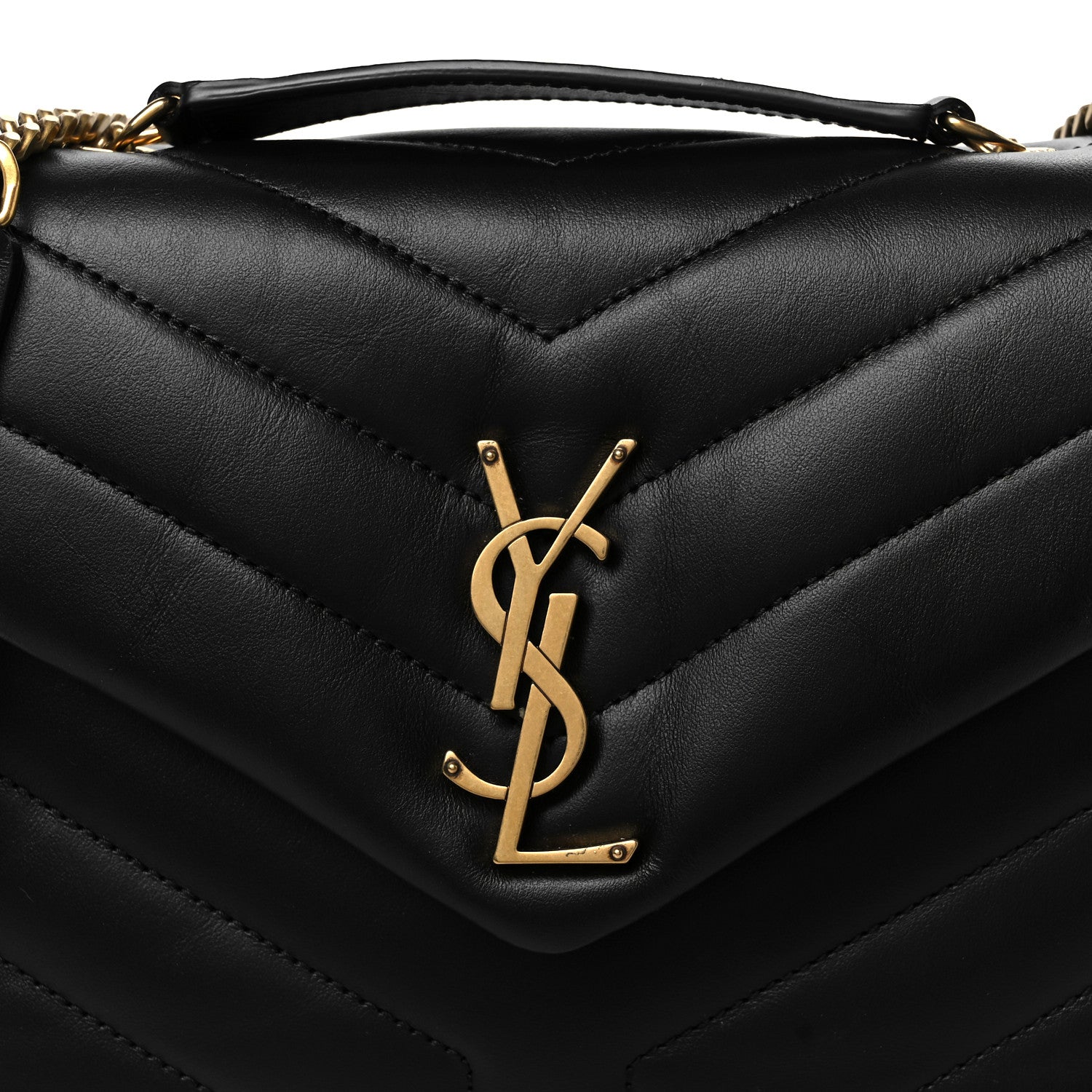 Saint Laurent Calfskin Y Quilted Monogram Small Loulou Chain Satchel Black 10 of 12