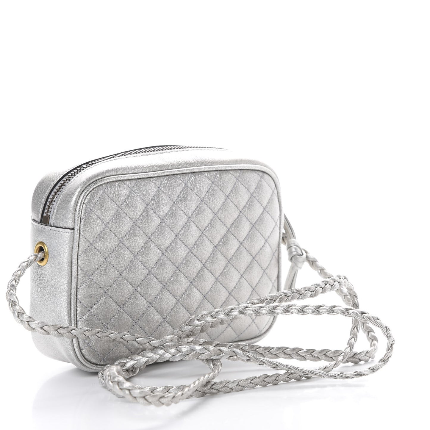 Laminated Nappa Web Trapuntata Mini GG Shoulder Bag Argento