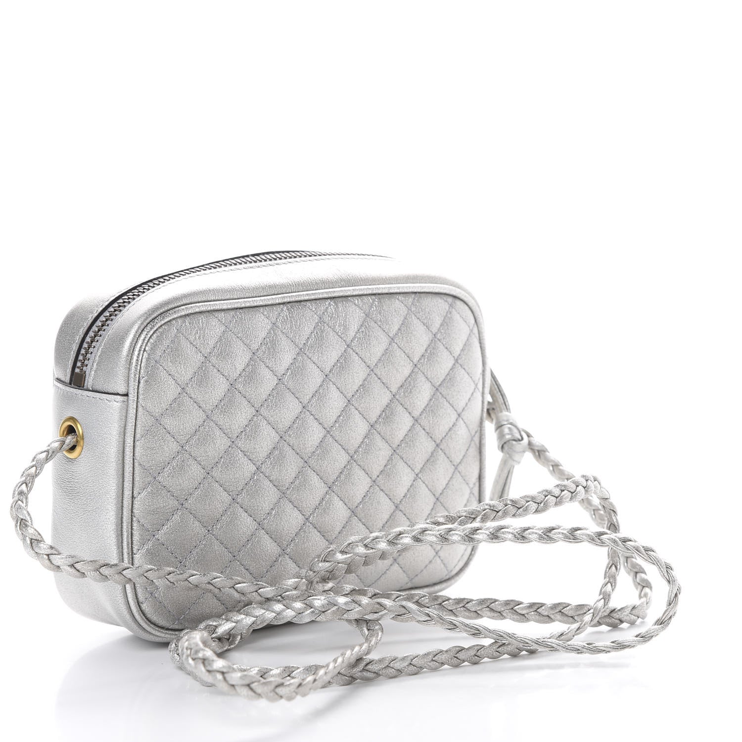 Gucci Laminated Nappa Web Trapuntata Mini GG Shoulder Bag Argento 2 of 10