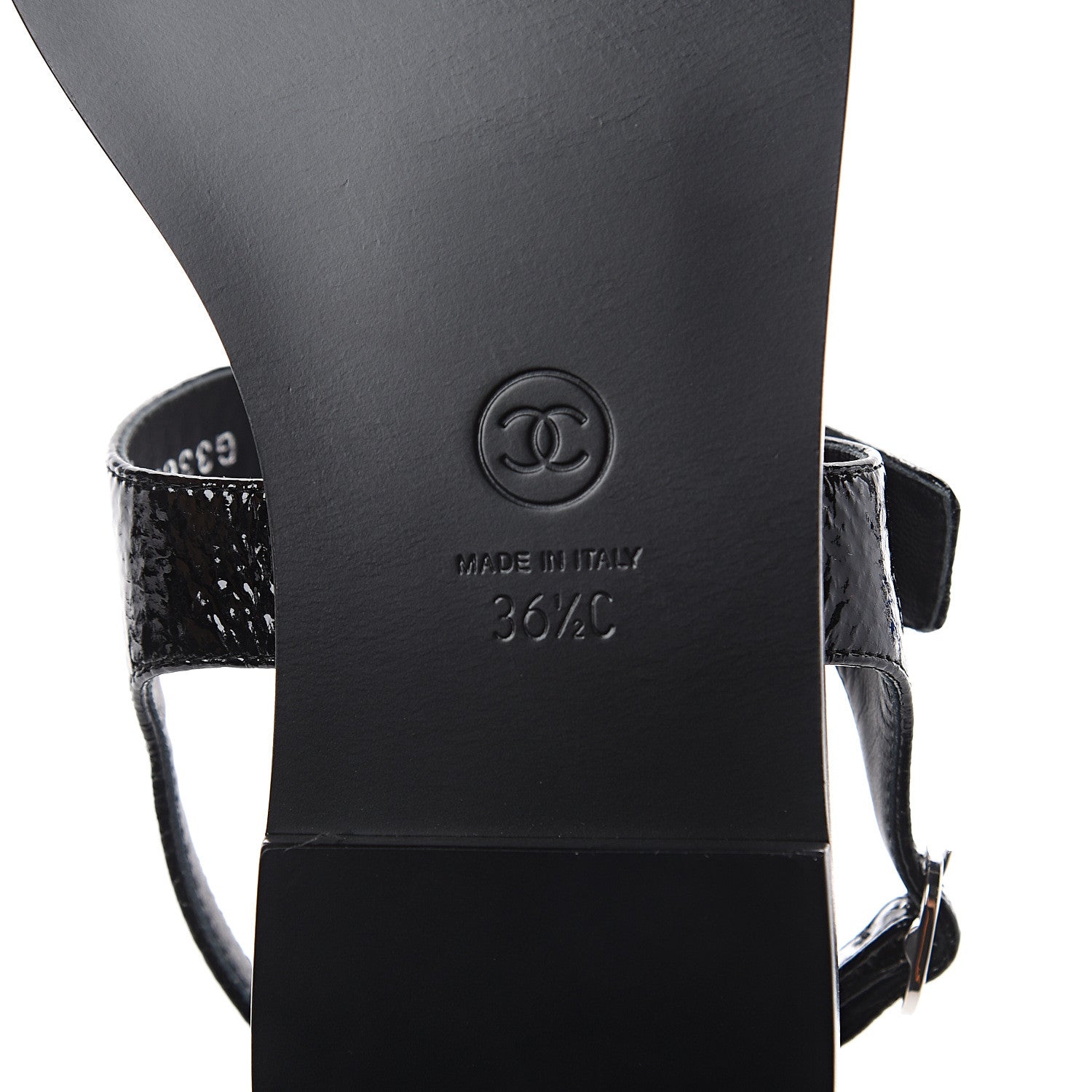 Chanel Patent Goatskin CC Thong Sandals 36.5 Black 7 of 7
