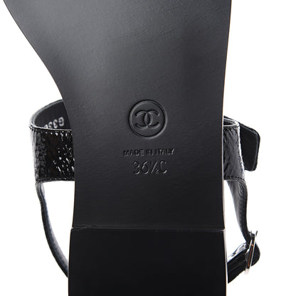 Chanel Patent Goatskin CC Thong Sandals 36.5 Black 7 of 7