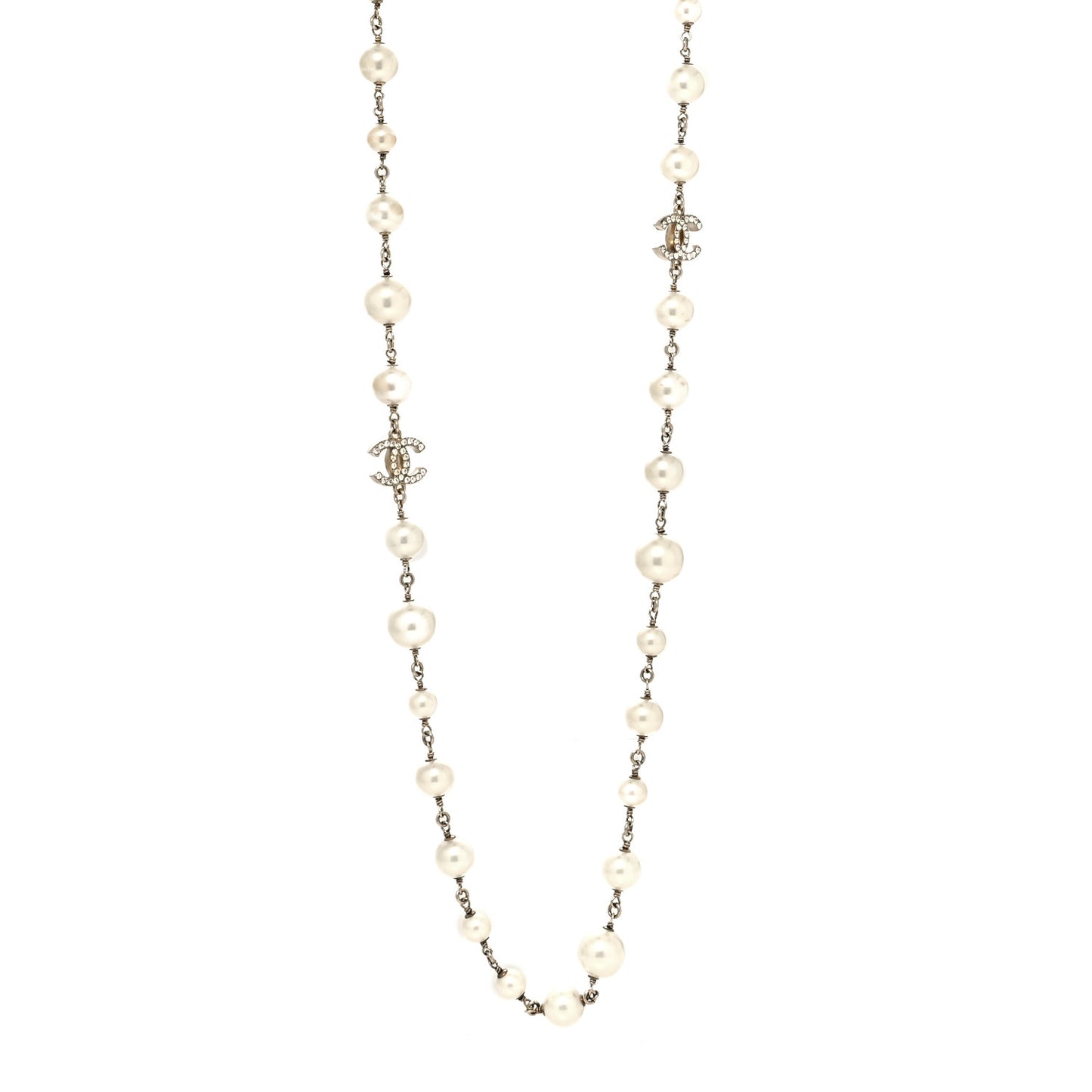 Swarovski Crystal Pearl CC Heart Necklace Gold