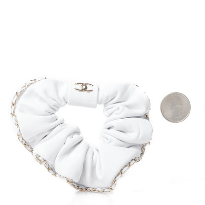 Chanel Lambskin Chain CC Hair Scrunchie White Gold 2 of 5