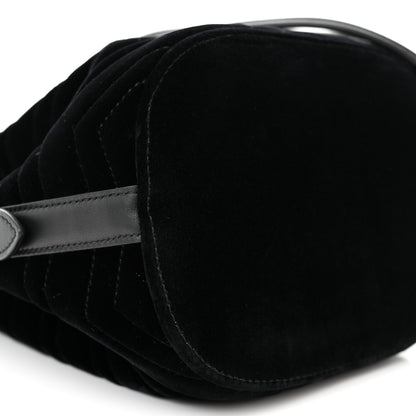 Gucci Velvet Matelasse GG Marmont Bucket Bag Black 9 of 10