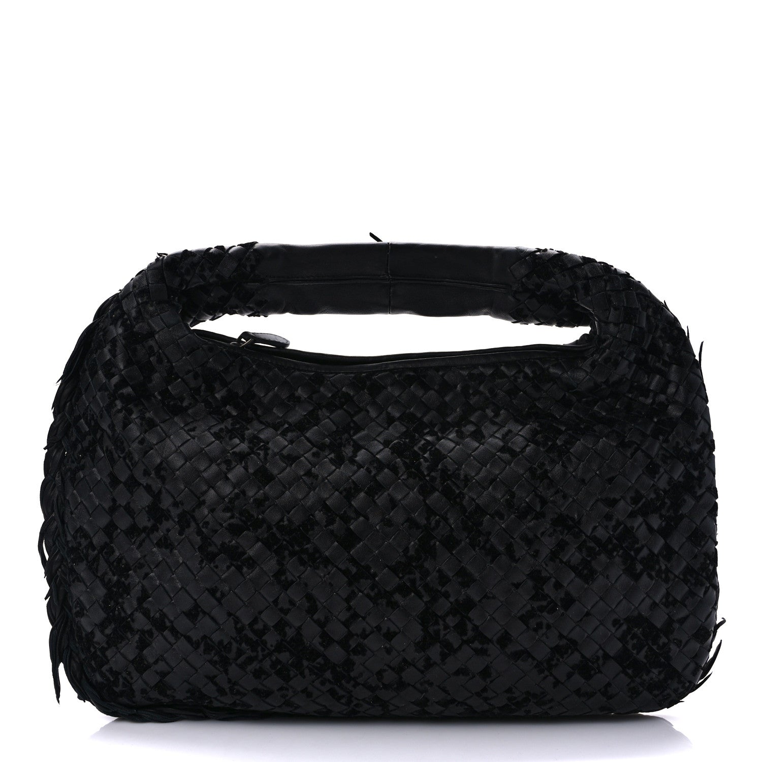 Bottega Veneta Nappa Intrecciato Velvet Embellished Medium Veneta Hobo Black 1 of 8