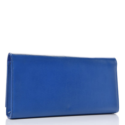 Saint Laurent Patent Grain De Poudre Classic Monogram Cassandre Clutch Blue 3 of 9