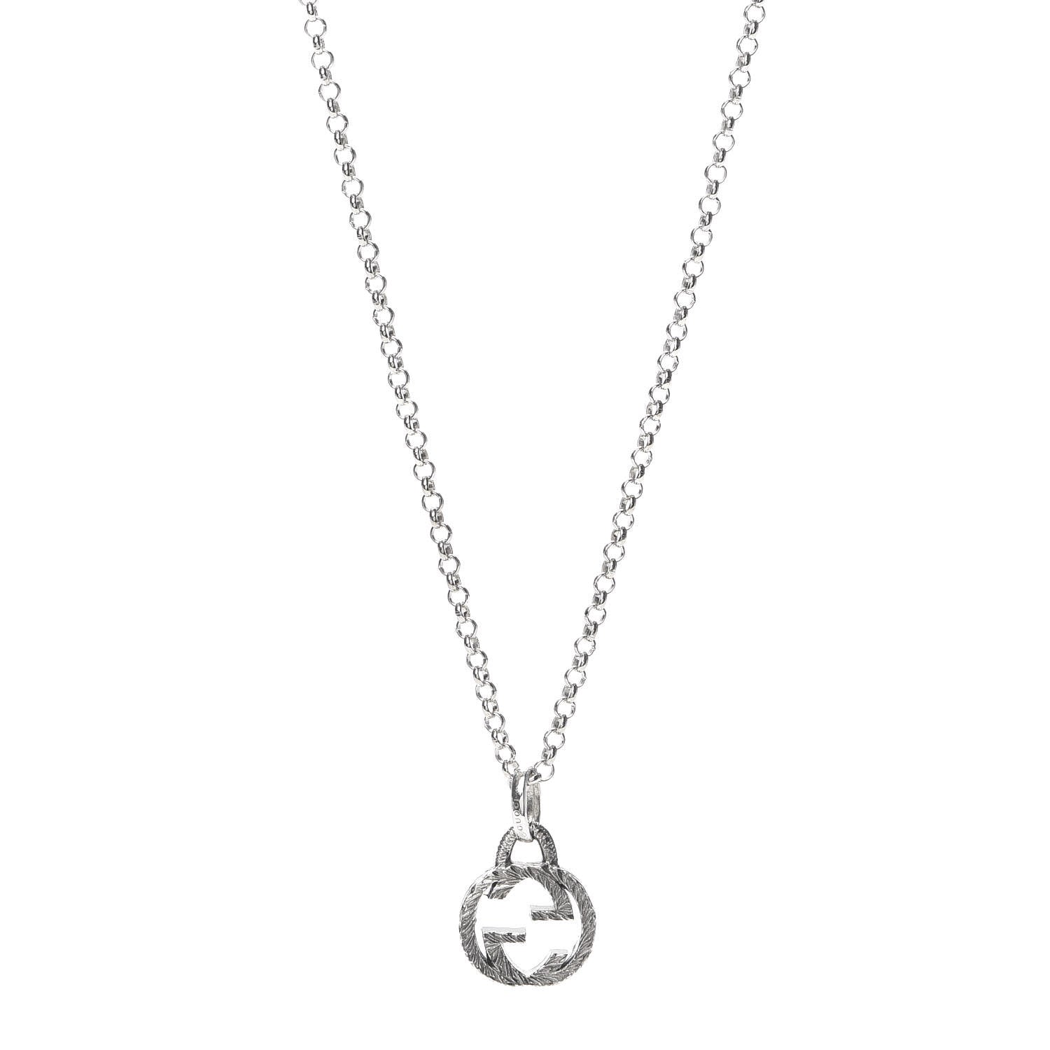 Gucci Sterling Silver Interlocking G Pendant Necklace 1 of 6