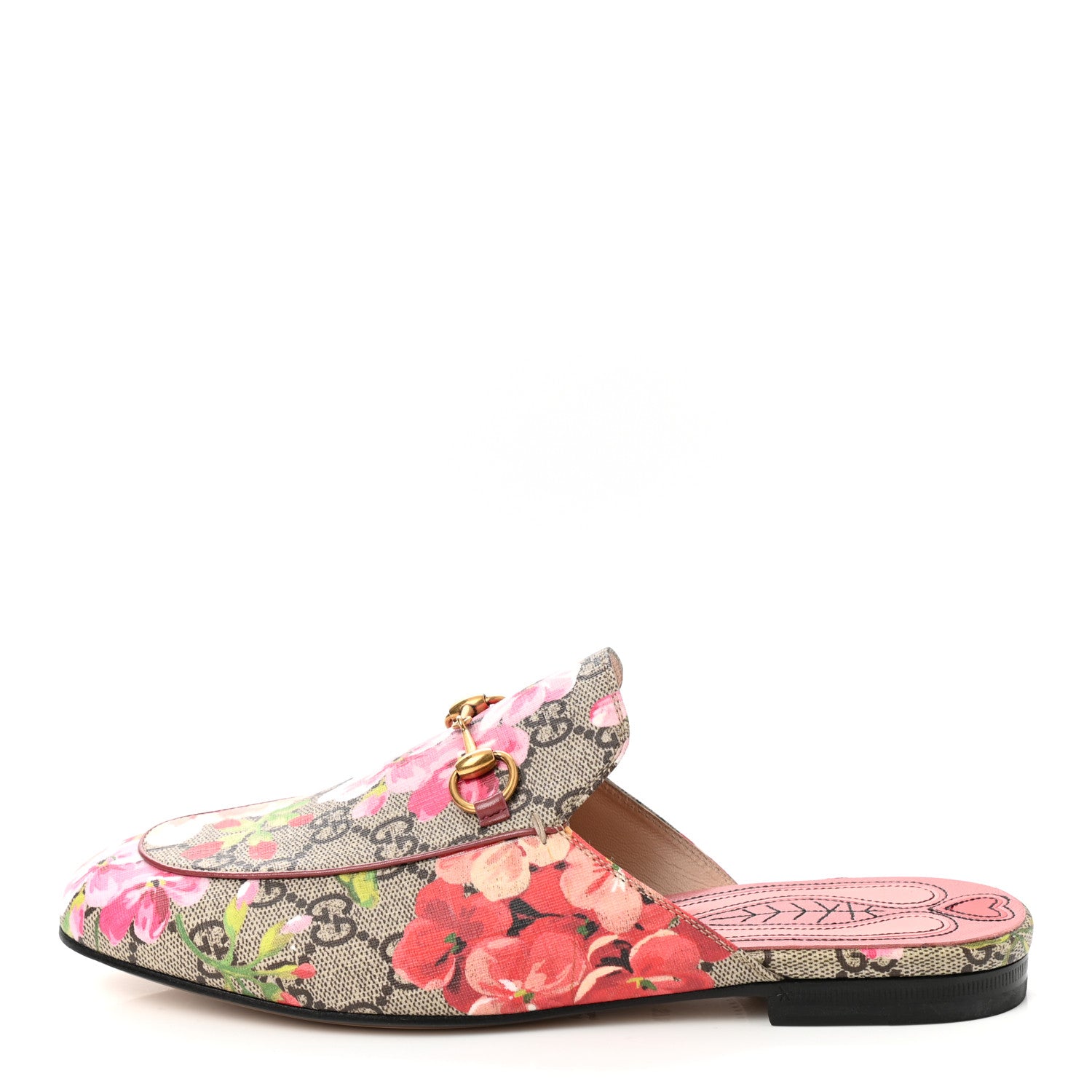 Gucci GG Supreme Monogram Blooms Womens Princetown Slippers 37.5 Beige Multicolor Dry Rose 1 of 8
