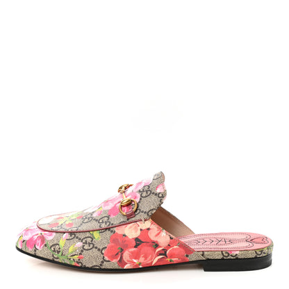Gucci GG Supreme Monogram Blooms Womens Princetown Slippers 37.5 Beige Multicolor Dry Rose 1 of 8