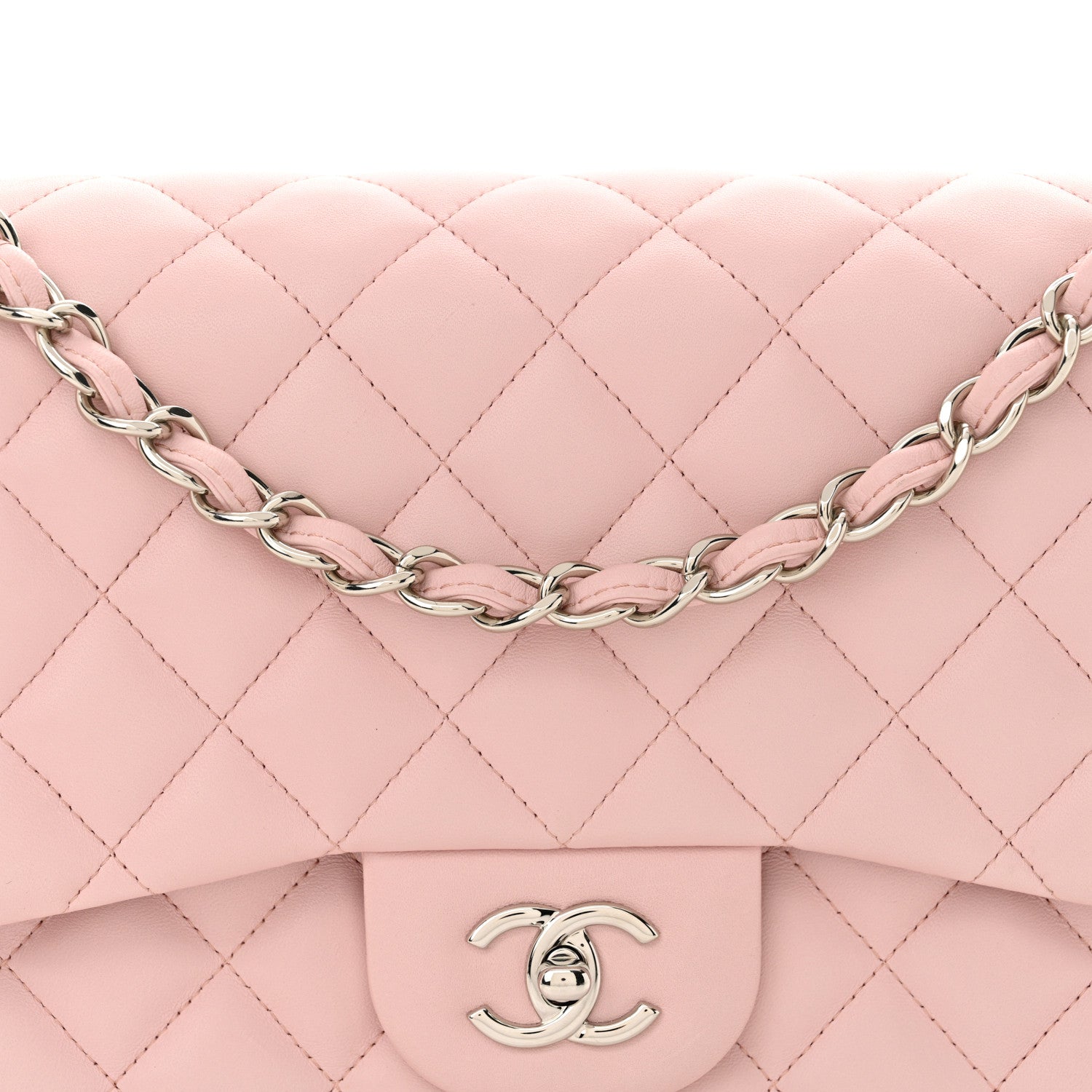 Chanel Lambskin Quilted Jumbo Double Flap Light Pink 8 of 12