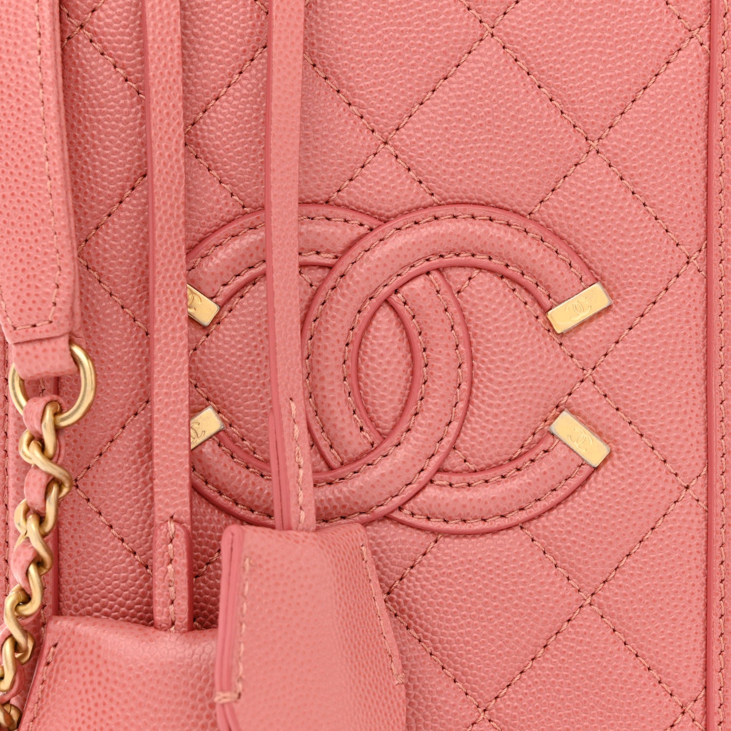 Chanel Caviar Quilted CC North South Filigree Vanity Case Pink 8 of 11