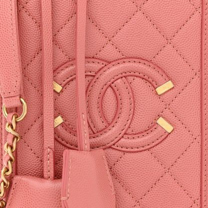 Chanel Caviar Quilted CC North South Filigree Vanity Case Pink 8 of 11